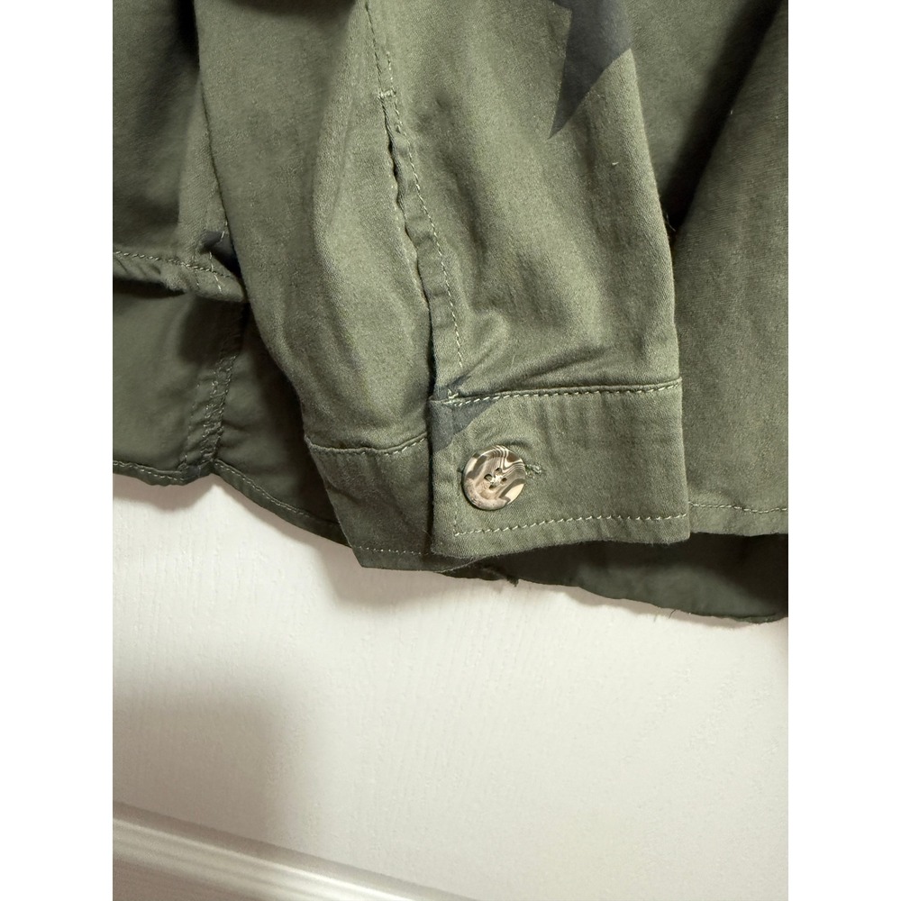 Knox Rose Womens XL Olive Green Star Print Utility Button Down Shirt Jacket - Picture 10 of 16